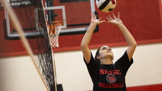 Vista Ridge senior Hannah Lerma sets the ball during a team practice. Lerma and the Rangers (18-11) are undefeated in district play after winning only six matches in 2017. NICK WAGNER/AMERICAN-STATESMAN