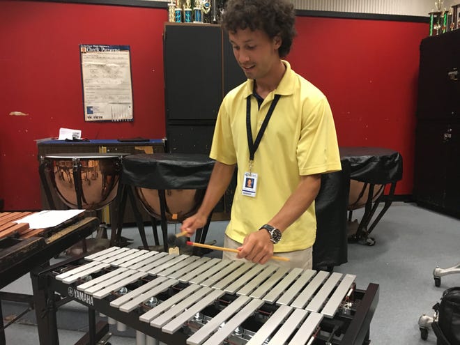 Alex Olliveirre is the new percussion teacher/director for the Fall River public schools. [Herald News photo | Linda Murphy]