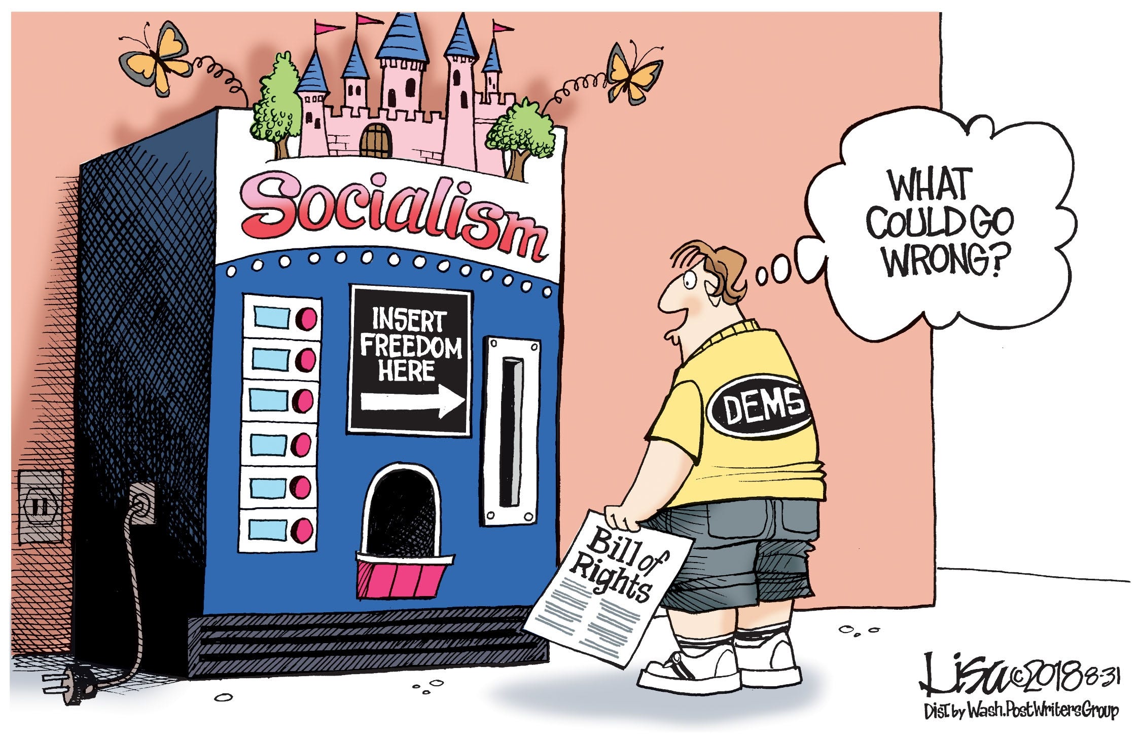 Lisa Benson cartoon: Socialism vending machine