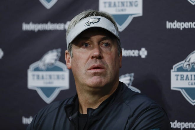 Eagles head coach Doug Pederson was back to his usual self two days after angrily addressing the Philadelphia media. [MATT ROURKE/THE ASSOCIATED PRESS]