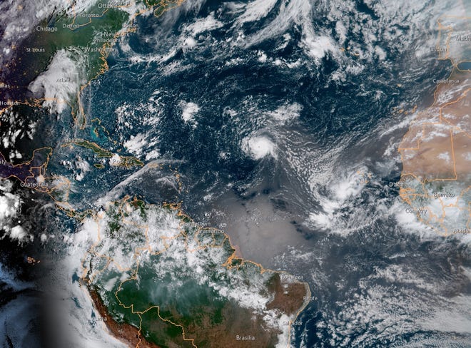 The National Hurricane Center is watching multiple systems and potential systems forming in the Atlantic as Florence strengthens into a major hurricane Wednesday morning, Sept. 5, 2018. [NOAA]