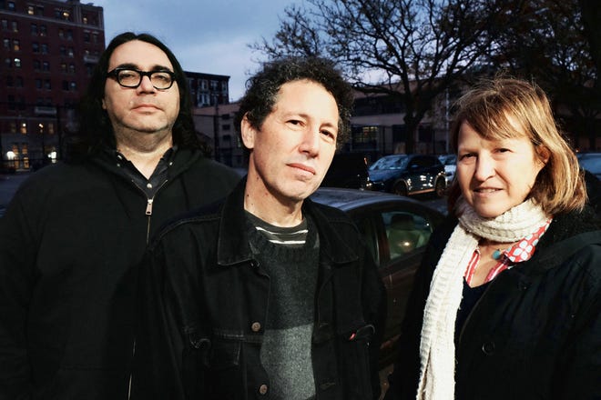 James McNew, left, Ira Kaplan and Georgia Hubley of Yo La Tengo. The band, touring in support of its 15th album, "There's A Riot Going On," will be at the Columbus Theatre in Providence on Tuesday.