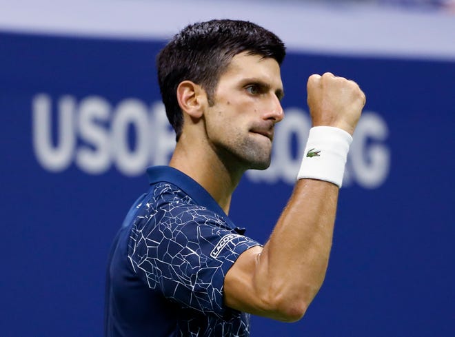 Novak Djokovic of Serbia beat Kei Nishikori of Japan in the men's semifinals of the U.S. Open tennis tournament Friday. [ ADAM HUNGER/THE ASSOCIATED PRESS ]