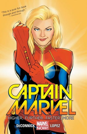 Captain Marvel will suit up in her own solo movie next March, and in the sequel to "Avengers: Infinity War" next May. [MARVEL COMICS]