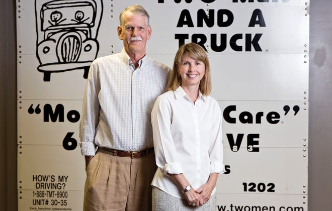 John and Gail Kelley, owners of the Two Men and a Truck moving franchise in central Ohio since 1993