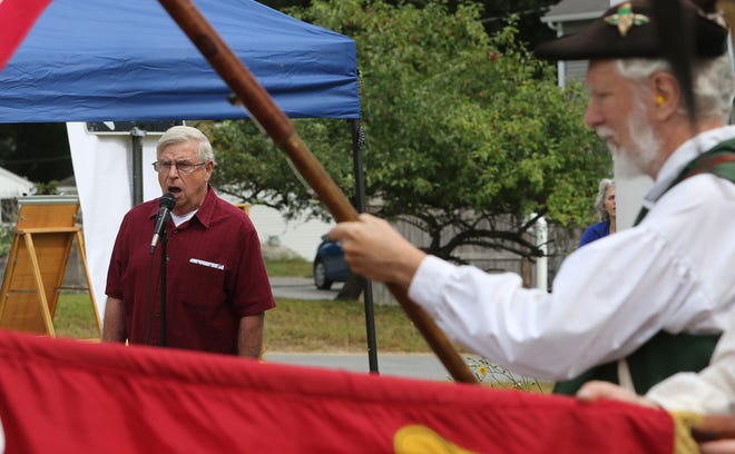 Richard Hilton sings the Star Spangled Banner to help open Boxborough's Harvest Fair 2018 Saturday, Sept. 8, 2018. [Wicked Local Staff Photo/Ann Ringwood]