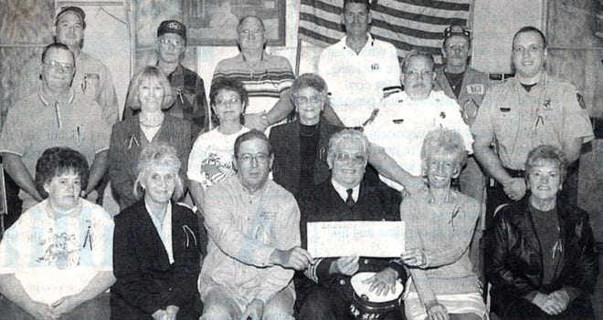 Front row, l to r, Ruth Walls, recorder; Libby Simons, secretary/ treasurer; Ed Trusso, governor; Bill Minter, CFD Chief; Betty Lanning, senior regent; Marbia Posey, junior regent; second row, George Arthurs administrator; Virginia Wilson, ritual director; Sandra Jackson, Federal Mogul UAW Local 886 rep; Shirley Lanning , assistant guide; Rick Long, CFD; Jeff Deeks , CFD; back row, Tom Lanning, AFSCME City of Cambridge; Ed Tittle, trustee; Jim Olden, past governor; Gary Thompson, TW Metals Operations Manager; and Frank Spinks, TW Metals UAW Local 2690 representative