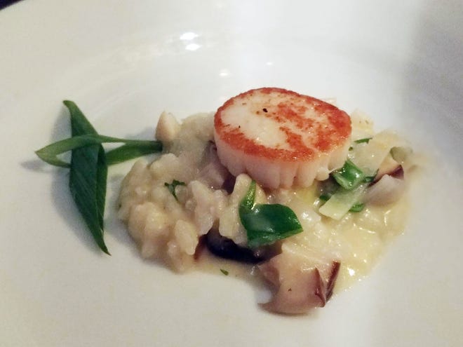 A taste of Bar 31's seared scallop tapas plate with mushroom and leek risotto. [Jerry Boggs/The Standard-Times]