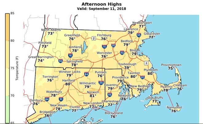 Temperatures will warm up today and humidity will return, the National Weather Service says.