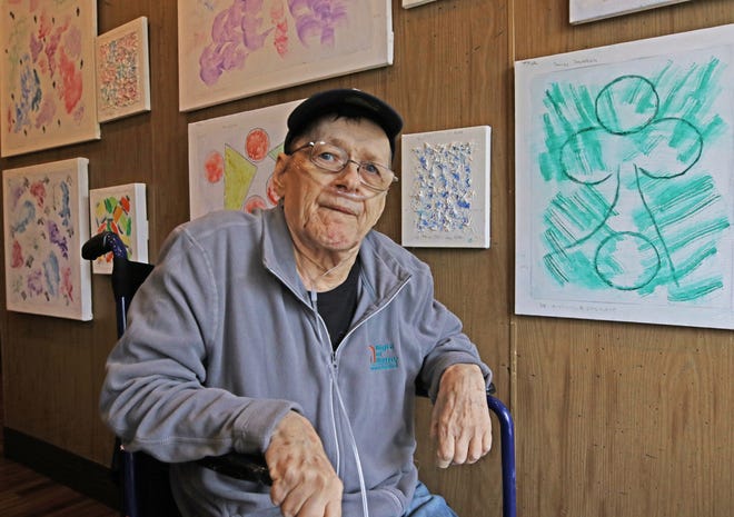 Michael Sprague, a 78-year-old hospice patient, has lived at the Avalon Nursing Home, in Warwick, for a decade and started painting in 1990. His condition recently declined and he is no longer seeking medical interventions. In a final tribute, the nursing home is displaying a collection of more than 200 paintings he has produced during his years there. [The Providence Journal / Steve Szydlowski]