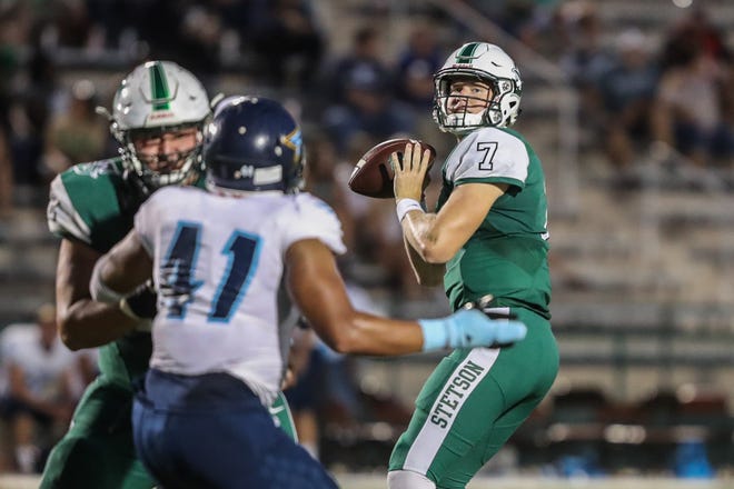 Colen McGovern (7) and the Stetson Hatters will get the week off thanks to the hurricane. [News-Journal/Lola Gomez]