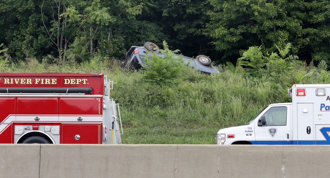 Fire and emergency personnel work the scene of a wreck on I-40/85 on Thursday, Sept. 13.



[Steven Mantilla/Times-News]