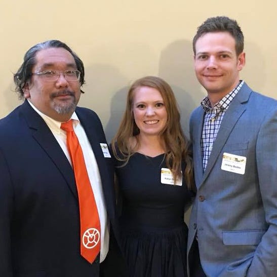 From left, Keith Higa, Katlyn Beddo and her husband, Jeremy Beddo. [Photo provided]