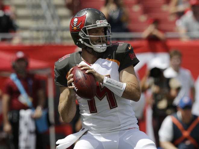 Tampa Bay Buccaneers quarterback Ryan Fitzpatrick threw for 402 yards and four touchdowns in Tampa Bay's 27-21 win over the Eagles on Sunday. [AP PHOTO/CHRIS O'MEARA]