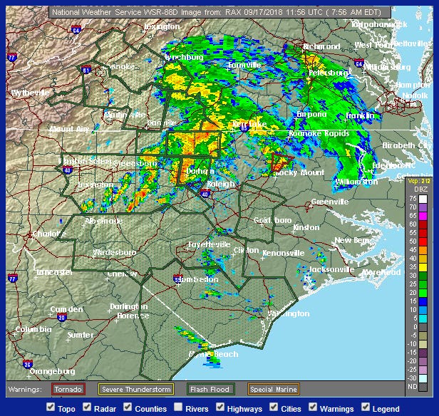 National Weather Service radar at 8 a.m. Monday, Sept. 17.