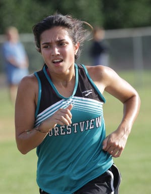 Forestview senior Sophia Raspanti crosses the finish line in the Gaston County Cross Country Championship on Tuesday, September 18th. Raspanti has won this event all four years of her high school career. (Brian Mayhew / Special to the Gazette)