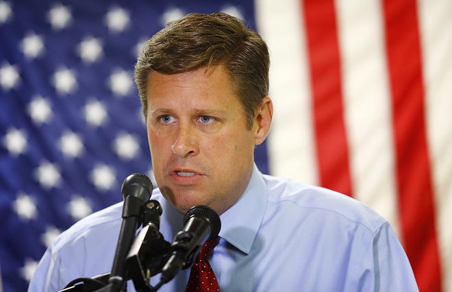 State Rep. Geoff Diehl, a candidate for U.S. Senate, speaks at his Braintree campaign headquarters on Wednesday, Sept. 19, 2018. (Greg Derr/The Patriot Ledger)