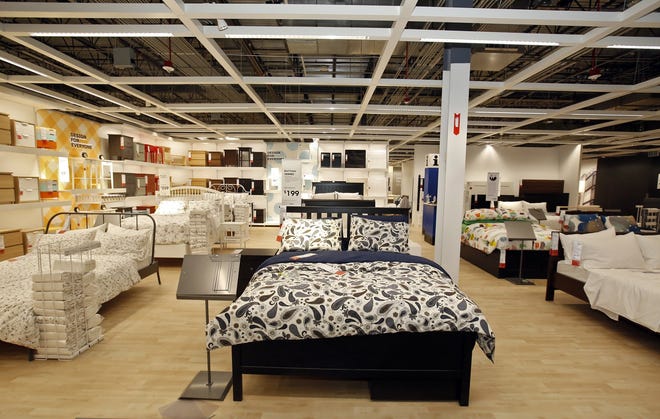The Spanish textile company Fluvitex will open its first U.S. factory in Groveport on Oct. 3 to make pillows, quilts and other products for Ikea. These bedding items were on display at Ikea in Columbus when it opened last year. [Tom Dodge/Dispatch]