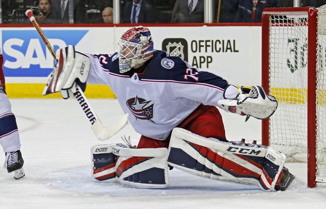 Blue Jackets goaltender Sergei Bobrovsky said he is tuning out distractions such has his contract status and thinking about getting in shape for the season. [Photo by Kyle Robertson]