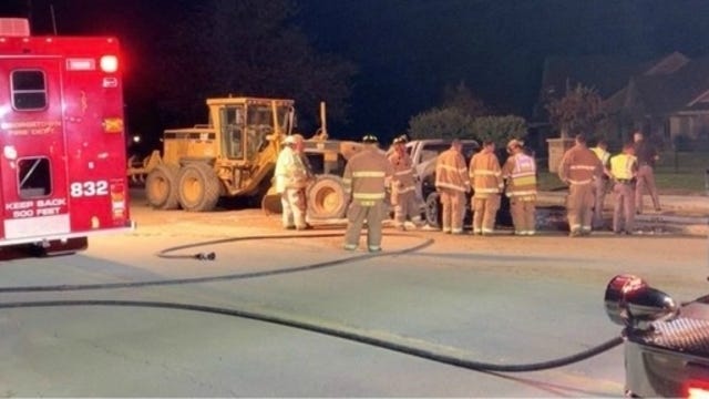 The driver of a pickup truck was killed after crashing into a large piece of construction equipment in Georgetown Township, causing the vehicle to catch fire late Friday night. [WOOD TV-8]