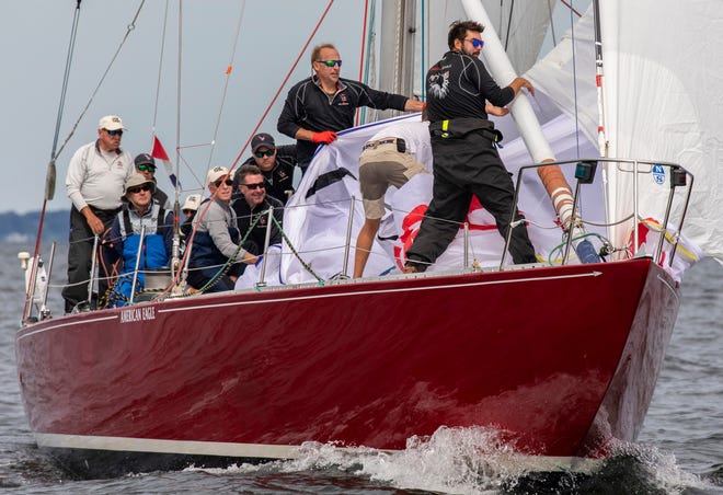 Rob Morton of Newport skippered Traditional Division winner American Eagle during the 12 Metre North American Championship held last weekend. [Stephen Cloutier photo]