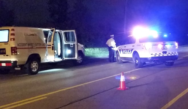 A pedestrian was struck by vehicle and killed Tuesday night on Refugee Road, near the intersection with Courtright Road. [Jim Woods / Dispatch]