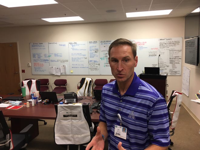 John Gizdic, president and CEO, of New Hanover Regional Medical Center, in what had been the hospital's command center during Hurricane Florence. [Ben Steelman/StarNews]