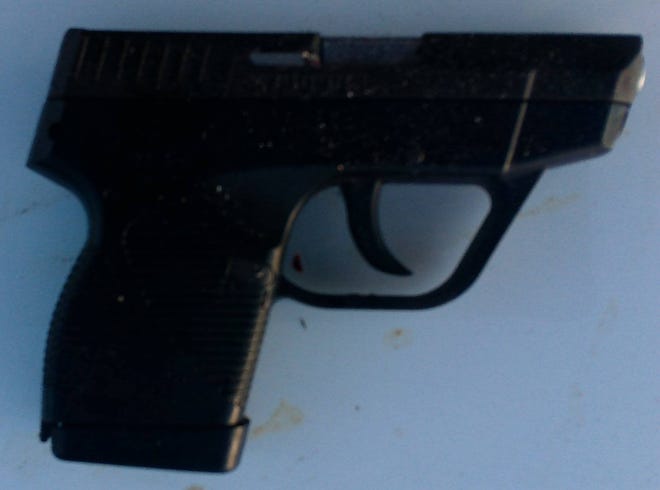 The Palatka Police Department says this is the gun a domestic-battery suspect would not put down during a confrontation with officers who then shot and killed him Thursday in the St. Johns River State College parking lot. [Palatka Police Department]