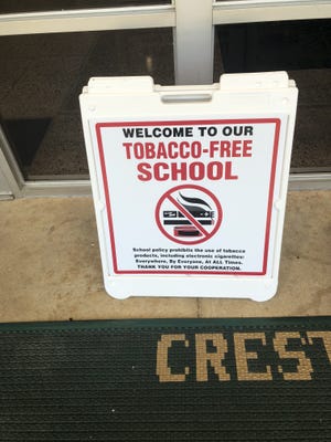 Tobacco-free signs at Cleveland County Schools include e-cigarettes to ensure students, faculty and visitors are aware tobacco-free schools laws include electronic products. [Special to The Star]