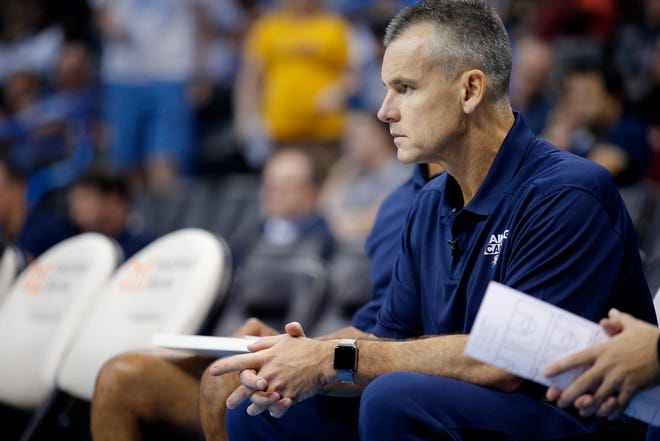 Oklahoma head coach Billy Donovan watch game action during the Thunder Blue and White Scrimmage at the Chesapeake Energy Arena , Sunday, Sept. 30, 2018. Photo by Sarah Phipps, The Oklahoman