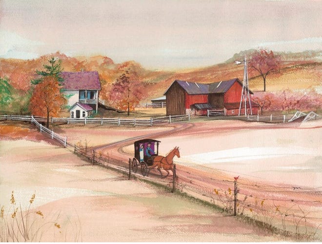 SUBMITTED

A fall scene of an Amish farm In Walnut Creek by artist P. Buckley Moss.