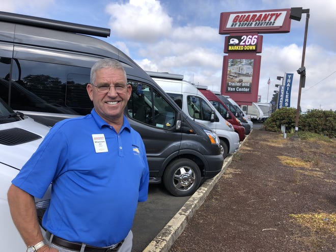 Shannon Nill’s post-recession inventory at Guaranty RV includes more moderately priced motorhomes as well as camper vans. - [Kelly Fenley/The Register-Guard]