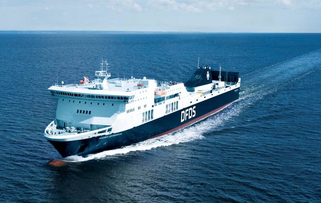 The undated photo provided in the photo library on the website of DFDS shows the vessel Regina Seaways. The ferry with 294 passengers on board was stranded in the Baltic Sea on Tuesday, Oct. 2, 2018 after an engine breakdown. The malfunction aboard the Regina Seaways produced smoke, which triggered the ship's fire extinguishing system in the engine room, DFDS said in a statement. (DFDS A/S via AP)