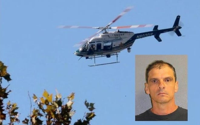 Robert Moni, inset, was arrested for threatening to shoot down a Volusia County Sheriff's Office helicopter. [News-Journal file photo]