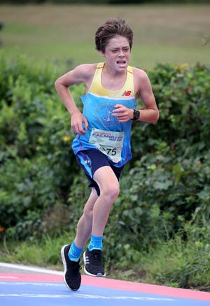 Strafford's Lars Hogne took first place in the the boys 10-14 age group at the New Balance Falmouth (Mass.) Road Race on Aug. 19. [Courtesy]