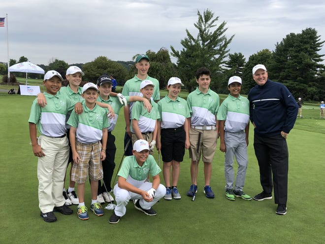 The 495 All-Stars, which included two Leominster residents, finished runner-up at the PGA Jr. League Section Championship at Watertown Golf Club in Connecticut, presented by National Car Rental. The team finished with a 1-1-1 record and 16 points. Team members pictured here are, from left, Eddie Wen of Northborough, Trevor Robichaud of Leominster, Jacob Carlson of Chelmsford, Tyson Laviano of North Attleboro, Justin Davighi of Westford, Andrew Marrone of West Boylston, Erik Fish of Lancaster, Tim Cassidy of Concord, Adam Bosco of Leominster, Varun Murthy of Acton and Captain Bob Keene, PGA. [SUBMITTED PHOTO]