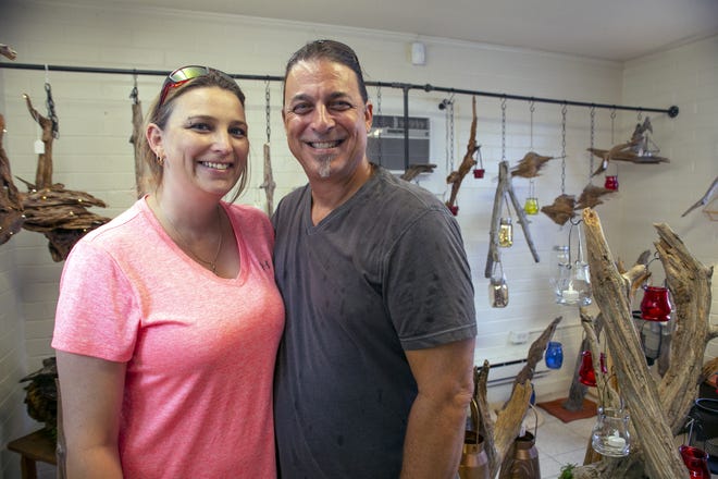 Ronnie Iannone and Falon Yeager put their art together and created FYI Creations in downtown Mount Dora. The store features Iannone's chill sticks and Yeager's signature terracotta pumpkins. [Cindy Sharp/Correspondent]