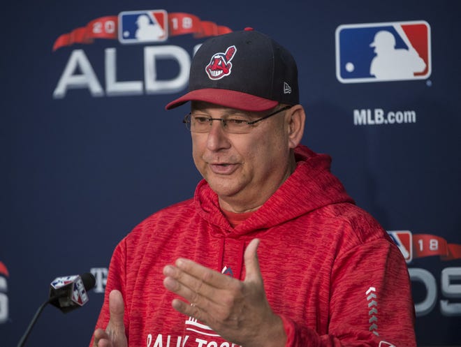 Indians manager Terry Francona answers a question during a news conference before a workout in Cleveland on Sunday. [PHIL LONG/THE ASSOCIATED PRESS]