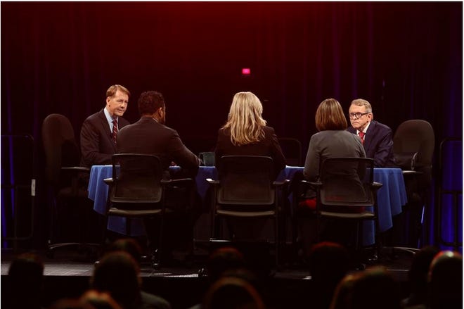 Ohio gubernatorial candidates Richard Cordray and Mike DeWine met for their final of three debates on Monday night, October 8, 2018 at Cleveland State University.  David Petkiewicz, cleveland.com
