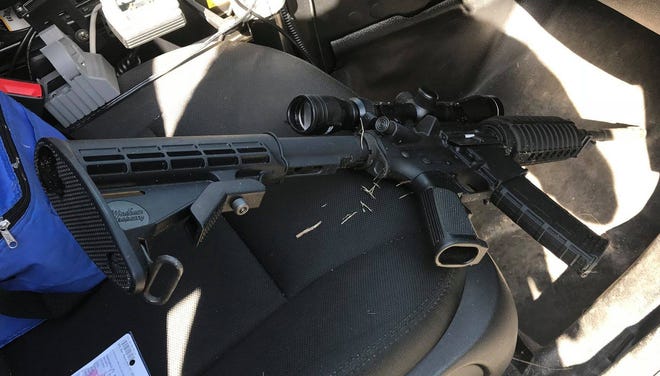 The Bradford County Sheriff's Office said Anthony Lee Hodges, 39, of Lawtey, was armed with this rifle when he opened fire on two sheriff's deputies Sunday, Oct. 7, outside his home. The deputies returned fire, killing Hodges. The deputies weren't injured, the Sheriff's Office said. [Bradford County Sheriff's Office]