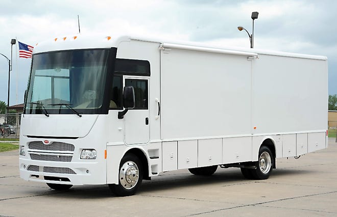 A photo from the website of Winnebago Industries shows an example of the model of RV expected to be used as a mobile Child Advocacy Center in Steuben County. [Winnebago Industries]