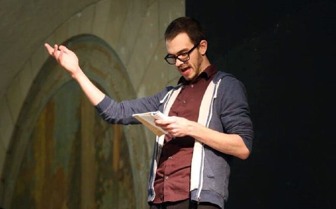 Michael Haas in a rehearsal for "The Laramie Project" at Dramashop. [NICOLE LOSSIE/CONTRIBUTED PHOTO]