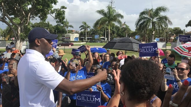 Tallahassee Mayor Andrew Gillum, seen campaigning in Riviera Beach in August, is being attacked by the GOP over an FBI probe of possible corruption in Tallahassee city government. (George Bennett / The Palm Beach Post)