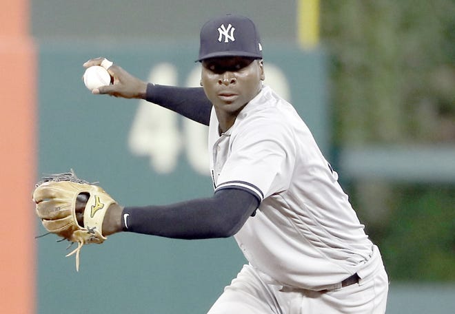 New York Yankees shortstop Didi Gregorius prepares to throw to first after fielding a ball during June 26 game against the Philadelphia Phillies in Philadelphia.     

[Matt Slocum / Associated Press File]