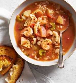 You can make this seafood cioppino in a slow cooker or an Instant Pot (or other multicooker). [Contributed by Meredith Corporation.]
