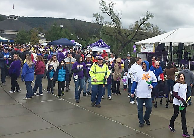 A photo provided by event organizers shows a large crowd at the Alzheimer’s Association Walk to End Alzheimer’s in Elmira. [Provided/The Leader]
