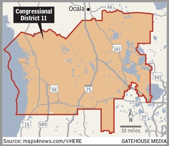 District 11 for the U.S. House includes a portion of south Marion County.