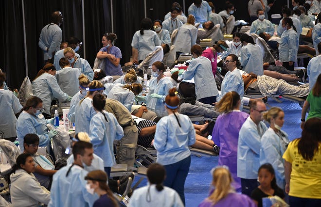 For the fourth year in a row, Remote Area Medical (RAM) held it's free medical, dental and vision clinic in Bradenton at the Manatee Technical College. The clinic was available Saturday and Sunday. [Herald-Tribune staff photo / Thomas Bender]