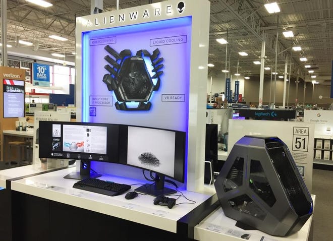 An Alienware display is shown in a Best Buy store in North Austin in 2017. An Alienware executive said Thursday that the company is a $3 billion business unit for its parent company, Round Rock-based Dell Technologies. [Omar L. Gallaga/American-Statesman]