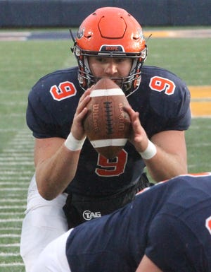 Hope quarterback Mason Opple had 244 rushing yards, a school record for most by a QB in a single game in a 35-30 win over Olivet on Saturday, October 20, 2018. [Chris Zadorozny/Sentinel staff]